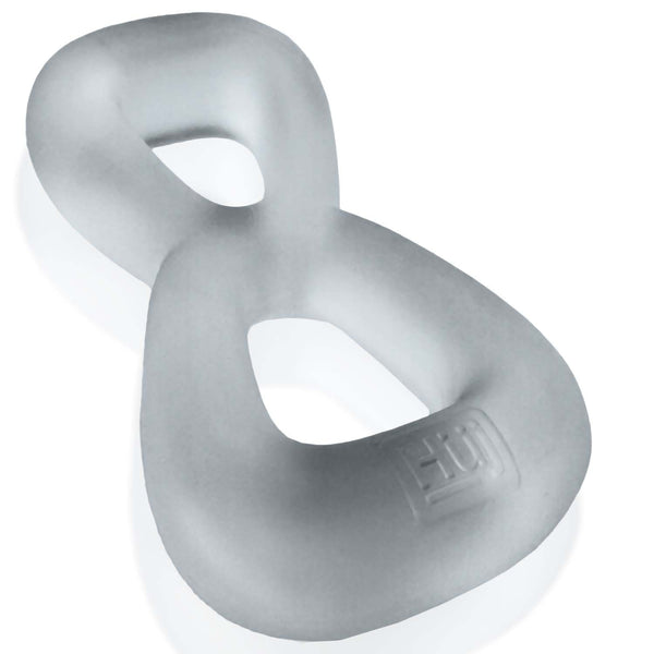 BOOMERANG Double-Ring Cockring & Nut-Tugger - Clear Steam