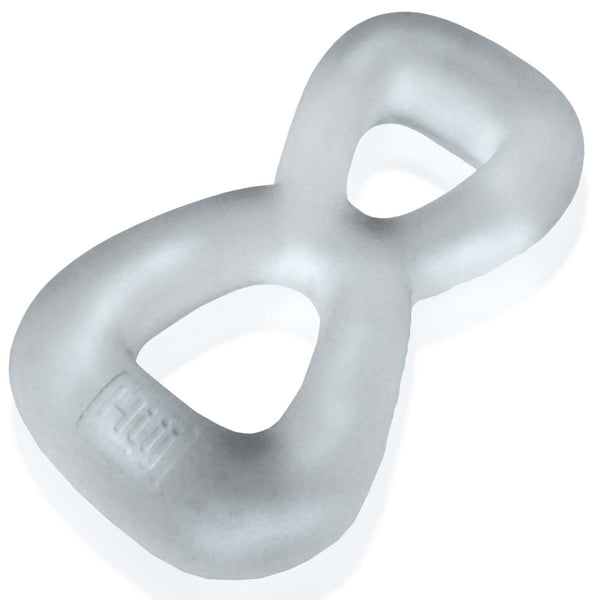 BOOMERANG Double-Ring Cockring & Nut-Tugger - Clear Steam