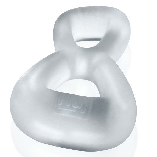 BOOMERANG Double-Ring Cockring & Nut-Tugger - Clear Steam
