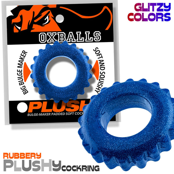 PLUSHY flexTPR™ Bulge-Maker Padded Cockring - Blue Fire