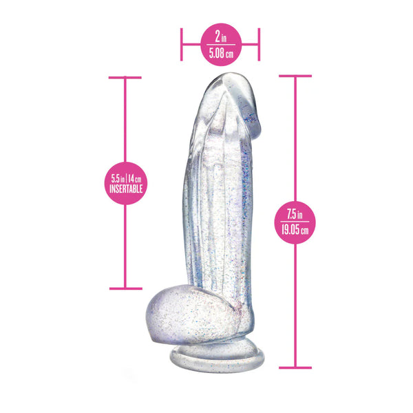 Naturally Yours Bling 7.5" Glitter Cock - Sparkling Clear