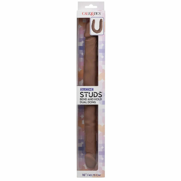 16" Bend and Hold Dual Dong - Brown