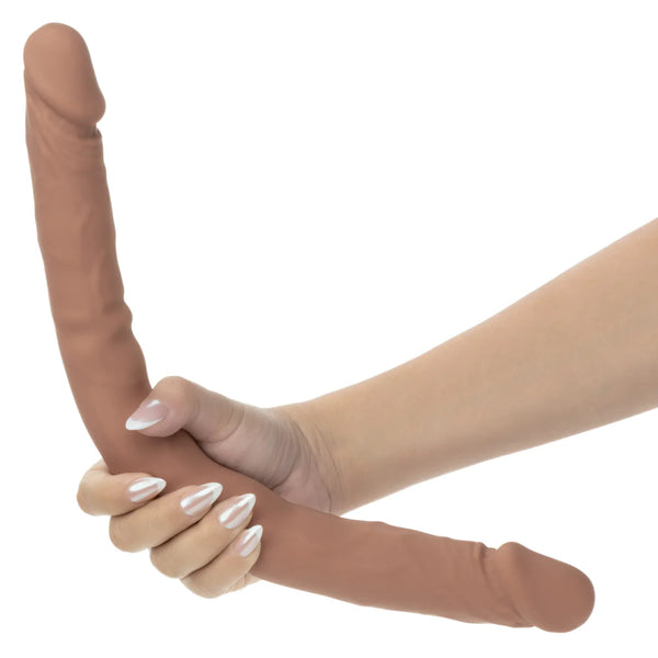 16" Bend and Hold Dual Dong - Brown