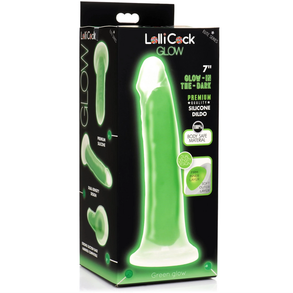 Lollicock Glow-in-the-Dark 7" Silicone Dildo - Green