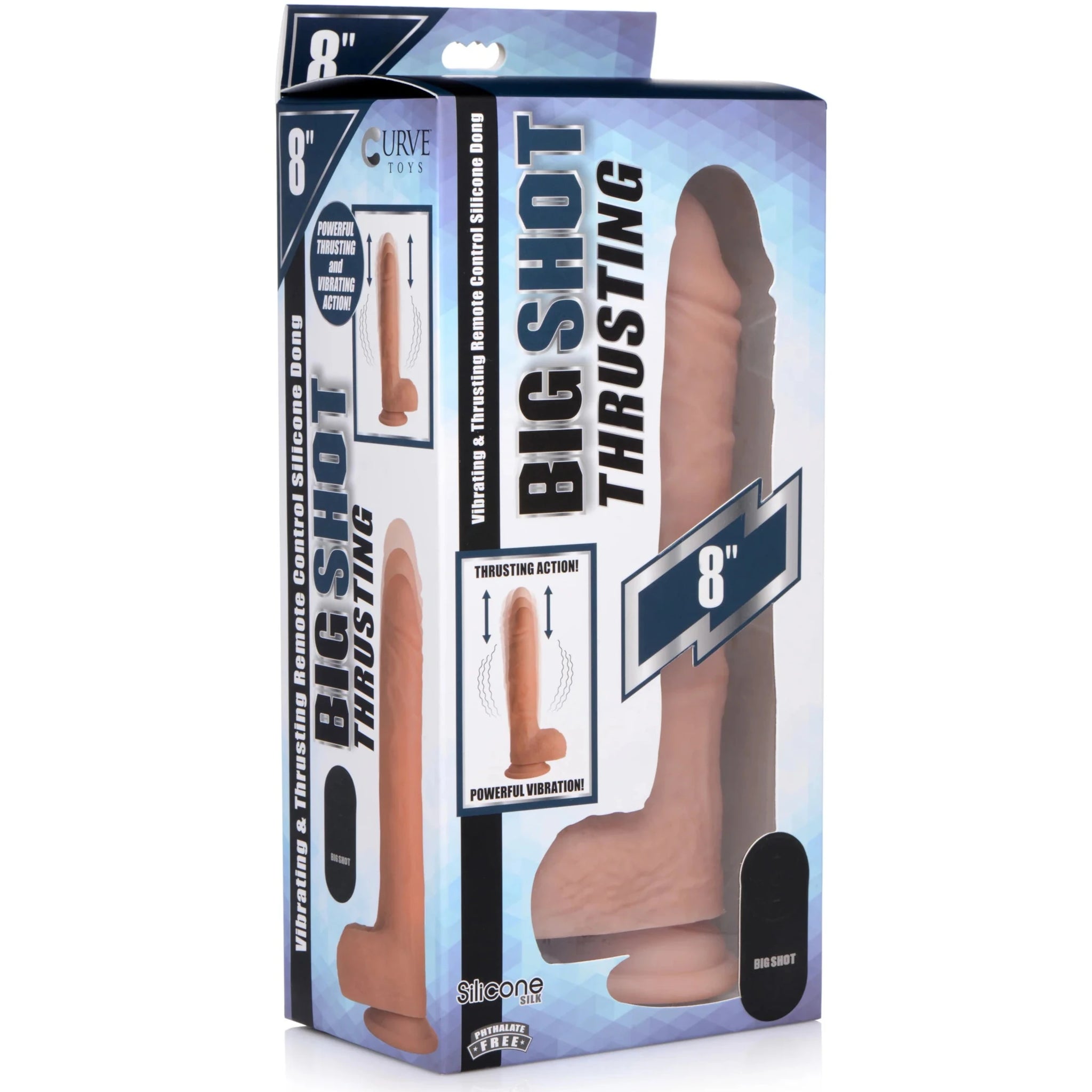 Big Shot 8" Thrusting & Vibrating Remote Control Silicone Dildo