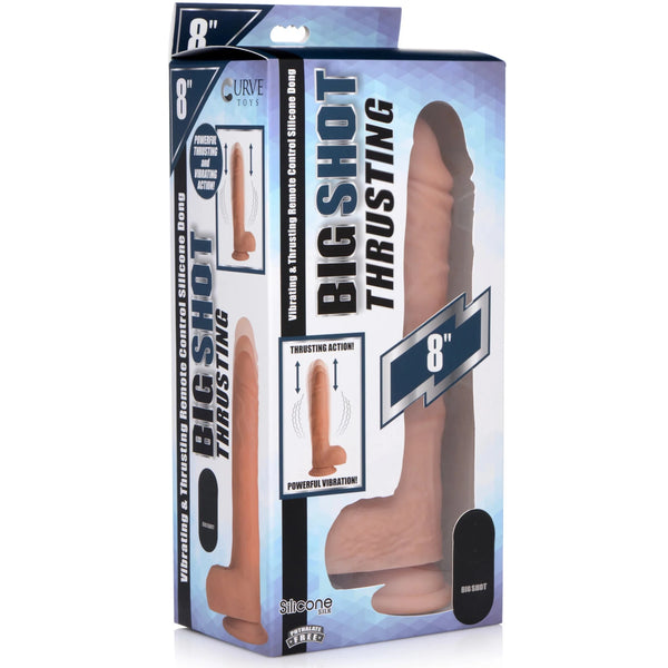 Big Shot 8" Thrusting & Vibrating Remote Control Silicone Dildo