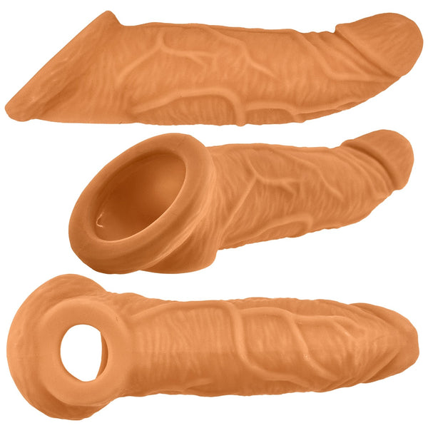 COACH flexTPR™ Veiny Thick Cocksheath Adjust-Fit - Skinz Peachy