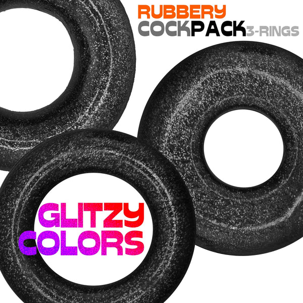 COCKPACK flexTPR™ Multi Size 3-Pack Cockrings - Black Mica