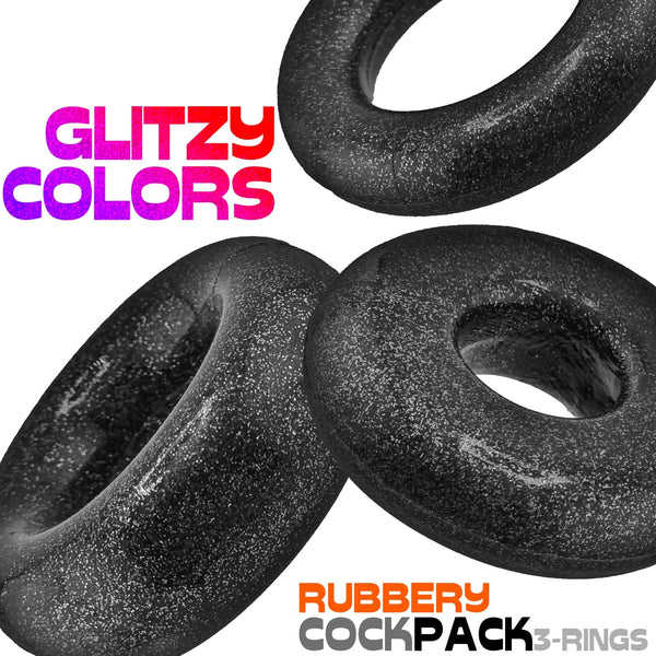 COCKPACK flexTPR™ Multi Size 3-Pack Cockrings - Black Mica