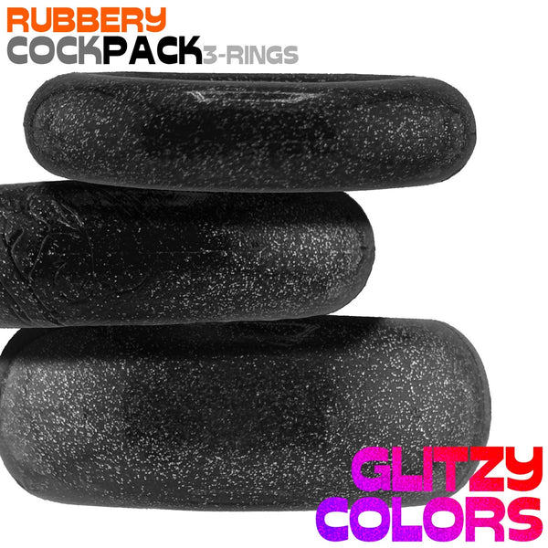 COCKPACK flexTPR™ Multi Size 3-Pack Cockrings - Black Mica