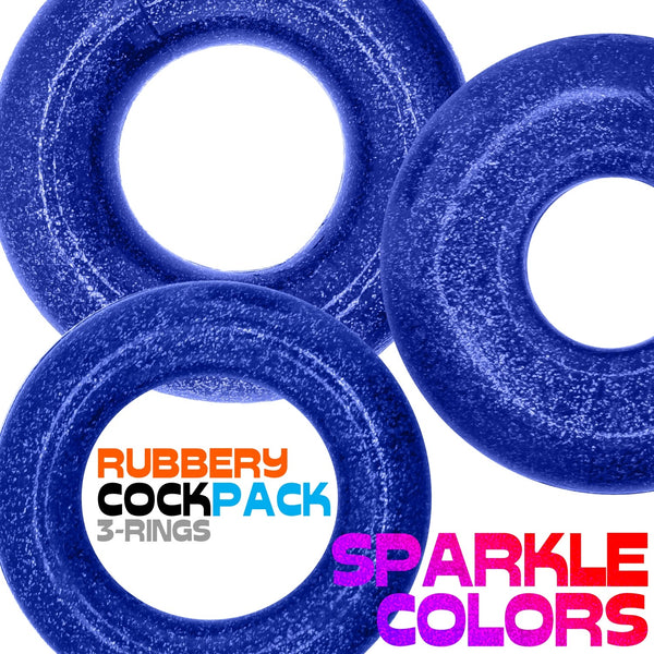 COCKPACK flexTPR™ Multi Size 3-Pack Cockrings - Blue Fire