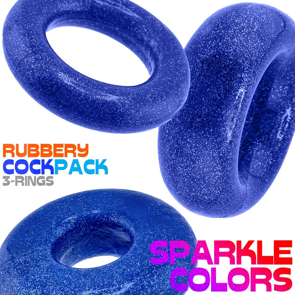 COCKPACK flexTPR™ Multi Size 3-Pack Cockrings - Blue Fire