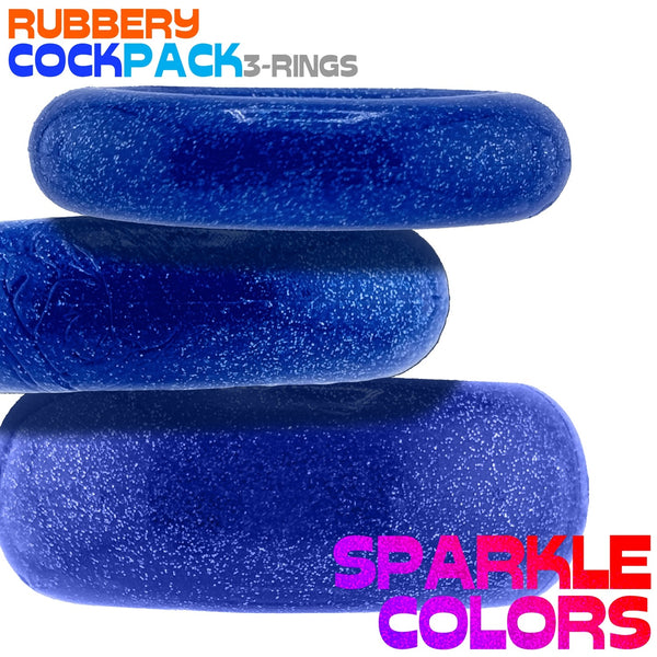 COCKPACK flexTPR™ Multi Size 3-Pack Cockrings - Blue Fire