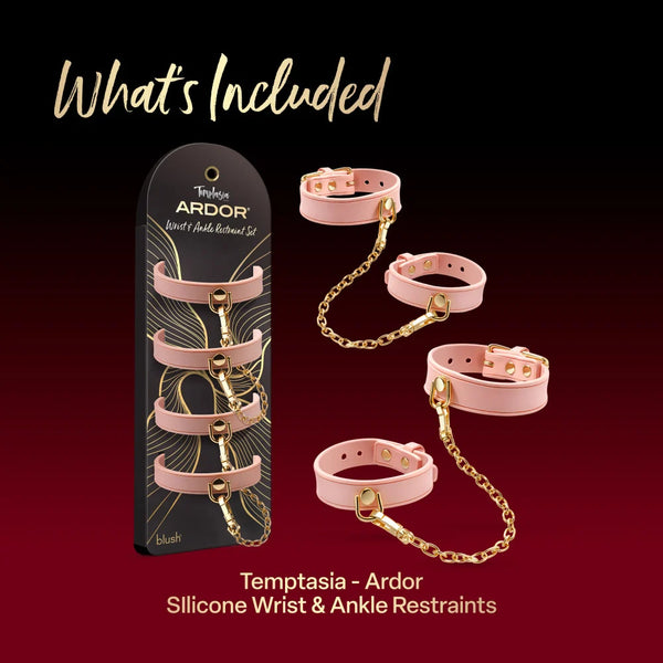 Temptasia Ardor Silicone Wrist & Ankle Restraints - Pink