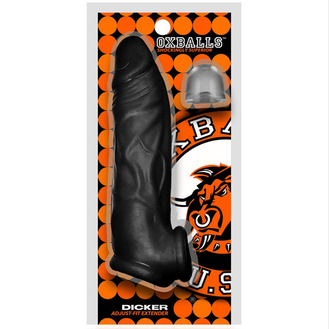 DICKER PLUS+silicone™ Ultra-Slim Cocksheath With Adjustable Fit - Black Ice