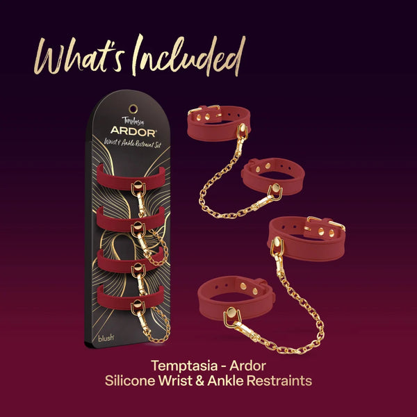 Temptasia Ardor Silicone Wrist & Ankle Restraints - Red