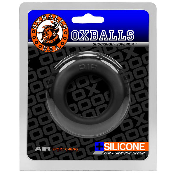 AIR PLUS+silicone™ Comfort Air-Lite Vented Bulge-Fit Cock Ring - Black Ice
