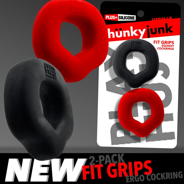 FIT GRIPS 2-Pack Ergo-Fit Cockrings - Black/Red