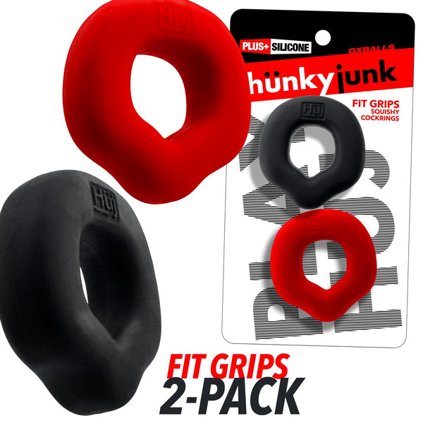 FIT GRIPS 2-Pack Ergo-Fit Cockrings - Black/Red
