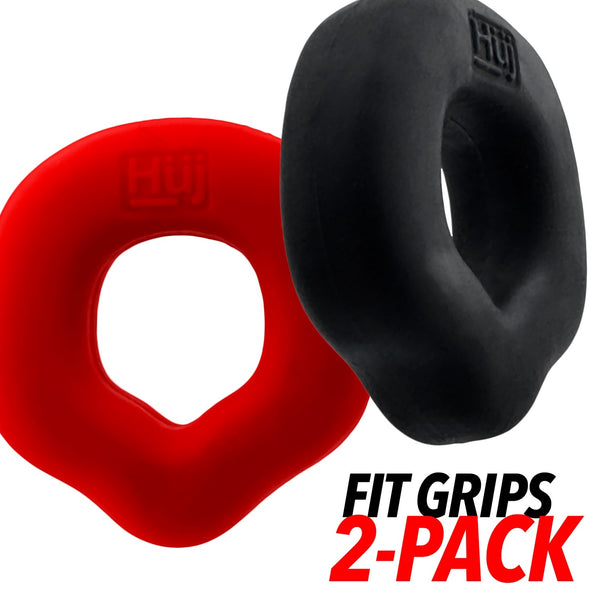 FIT GRIPS 2-Pack Ergo-Fit Cockrings - Black/Red
