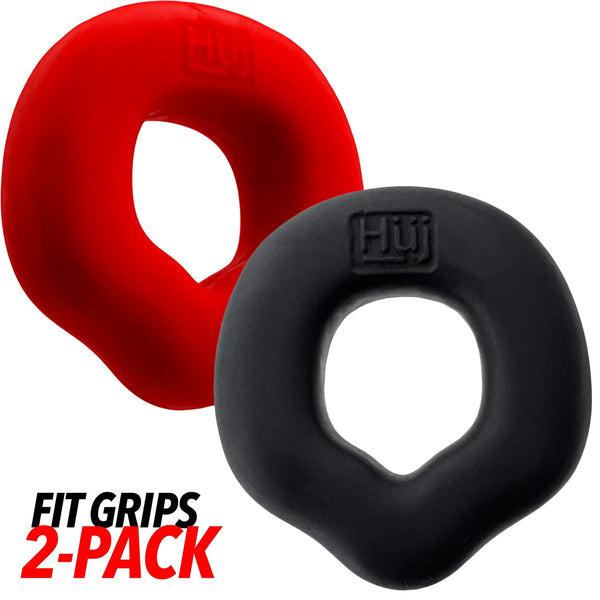 FIT GRIPS 2-Pack Ergo-Fit Cockrings - Black/Red
