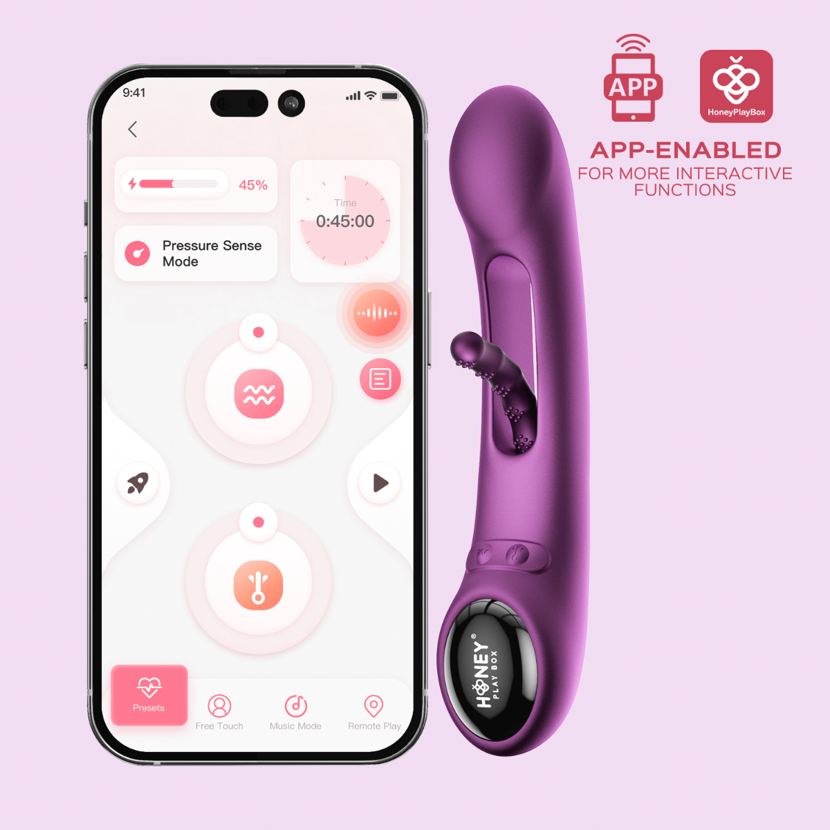 TEMPO App-Controlled Pressure Sensing Kinky Finger Tapping G-Spot Vibrator