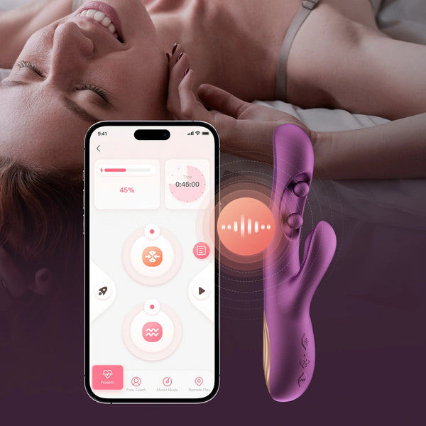 GEM App Controlled Wiggling Twin Balls Rabbit Vibrator