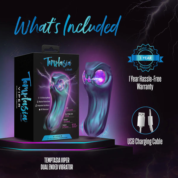 Temptasia Viper Rechargeable Dual Ended Vibrator with Mystical Plasma Globe
