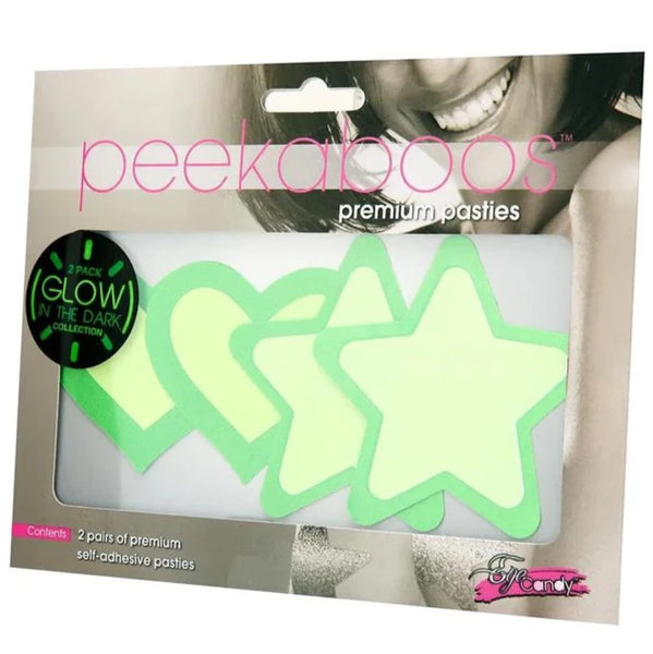Glow In The Dark Hearts & Stars Nipple Pasties