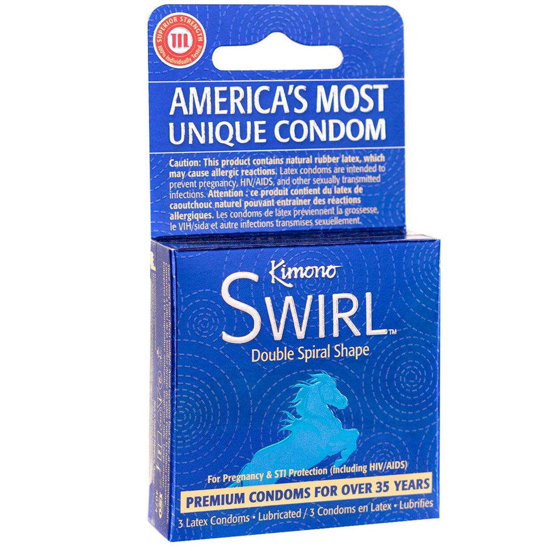 Swirl Double Spiral Shape Lubricated Condoms - 3 Pack
