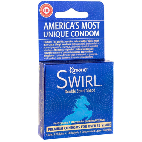 Swirl Double Spiral Shape Lubricated Condoms - 3 Pack