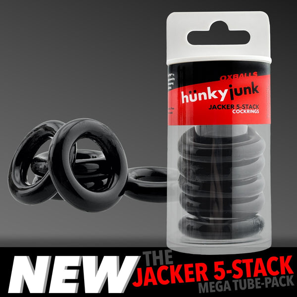 JACKER 5-STACK Mega Tube Pack Cockrings - Black
