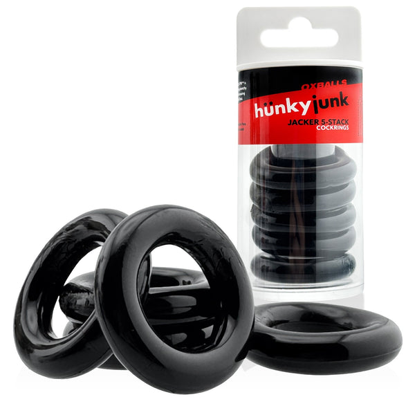 JACKER 5-STACK Mega Tube Pack Cockrings - Black