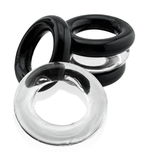 JACKER 5-STACK Mega Tube Pack Cockrings - Black/Clear