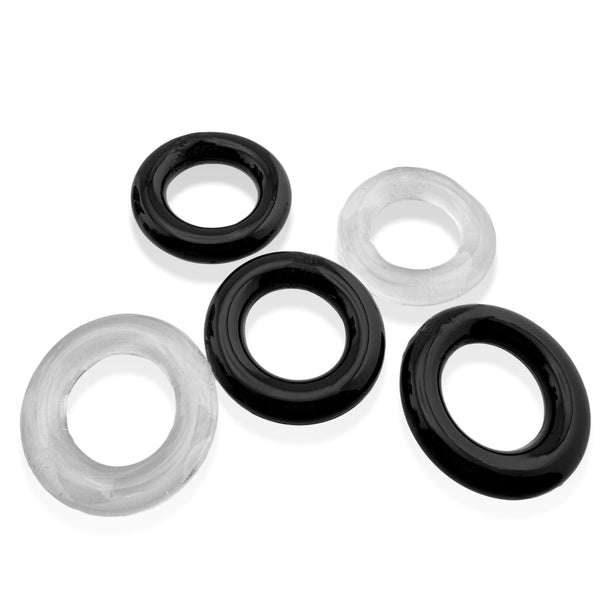 JACKER 5-STACK Mega Tube Pack Cockrings - Black/Clear