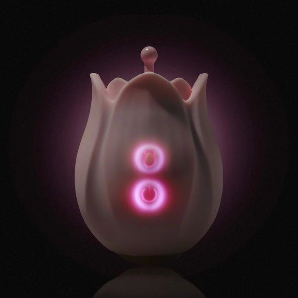 Play With Me Romantic Rose Rechargeable Vibrator With Rosebud Attachment Heads