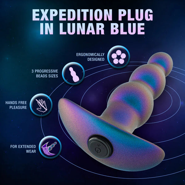 Anal Adventures Matrix The Expedition Platinum-Cured Rechargeable Vibrating Anal Plug With AnchorTech™ Base -Lunar Blue