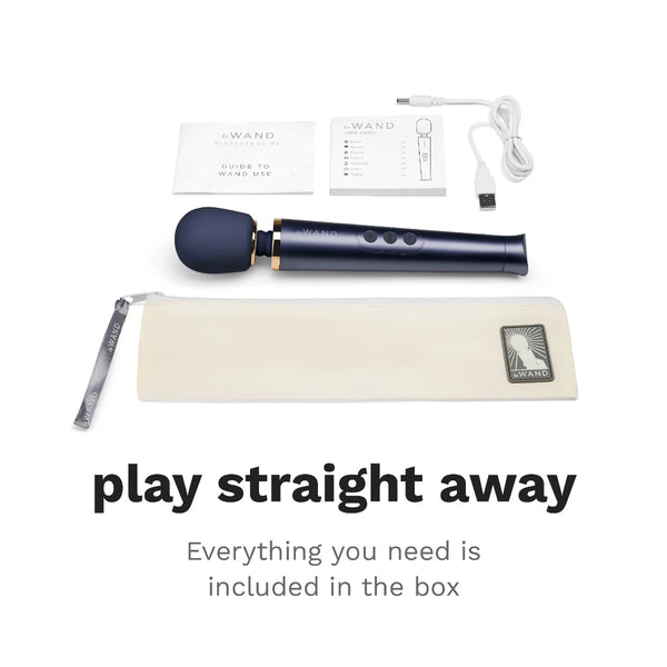 Petite Rechargeable Wand Massager - Navy