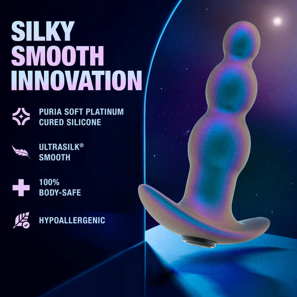 Anal Adventures Matrix The Expedition Platinum-Cured Rechargeable Vibrating Anal Plug With AnchorTech™ Base -Lunar Blue