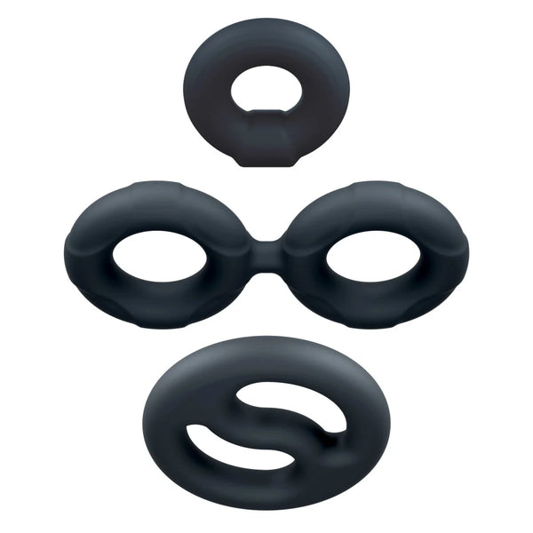 Performance Plus Throttle Platinum-Cured Silicone 3 Piece Cock Ring & Ball Stretcher Set