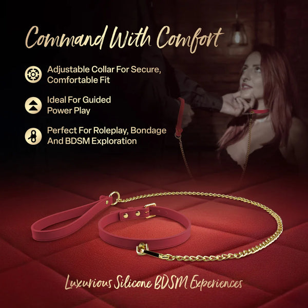 Temptasia Ardor Silicone Collar & Leash - Red