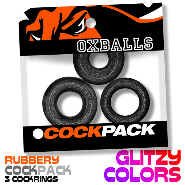 COCKPACK flexTPR™ Multi Size 3-Pack Cockrings - Black Mica