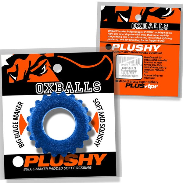 PLUSHY flexTPR™ Bulge-Maker Padded Cockring - Blue Fire