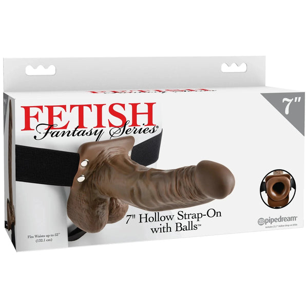 Fetish Fantasy Series 7" Hollow Strap-On with Balls - Brown