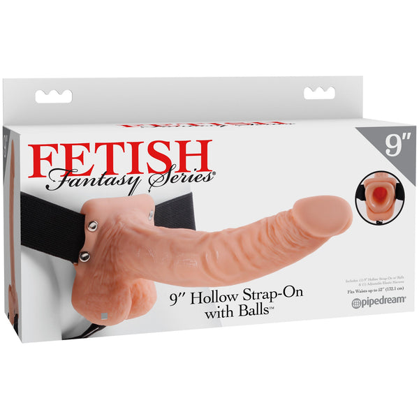 Fetish Fantasy Series 9" Hollow Strap-On with Balls - Light