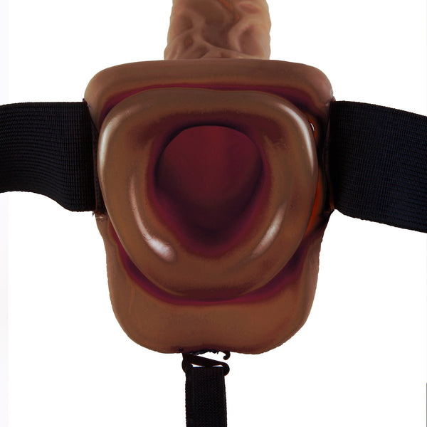 Fetish Fantasy Series 9" Vibrating Hollow Strap-On with Balls - Brown