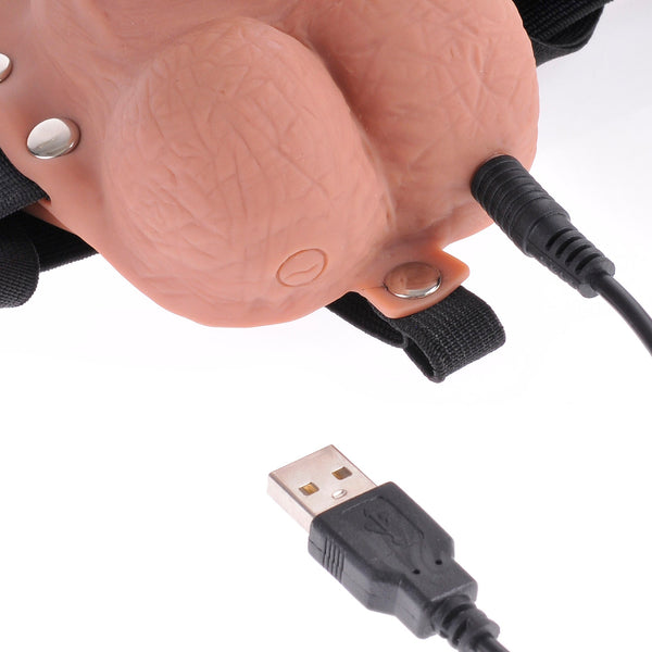 Fetish Fantasy Series 7" Rechargeable Hollow Strap-On with Remote - Tan