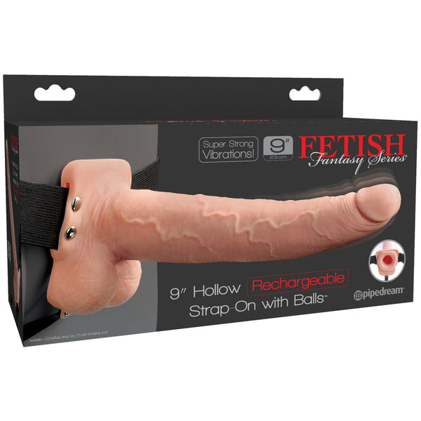 Fetish Fantasy Series 9" Rechargeable Hollow Strap-On with Balls - Light