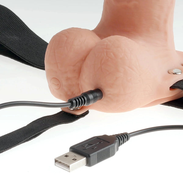 Fetish Fantasy Series 9" Rechargeable Hollow Strap-On with Balls - Light