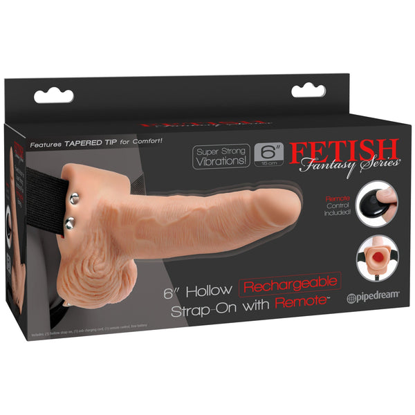 Fetish Fantasy Series 6" Rechargeable Hollow Strap-On with Remote - Light